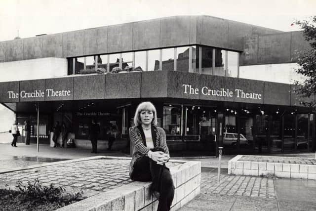 Clare Venables pictured outside the Crucible Theatre, Sheffield, July 1981.