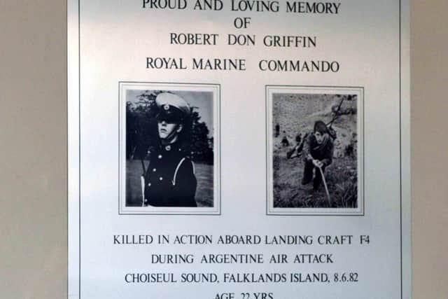Robert Griffin was killed during an air attack in the Falklands War at 22-years-old.