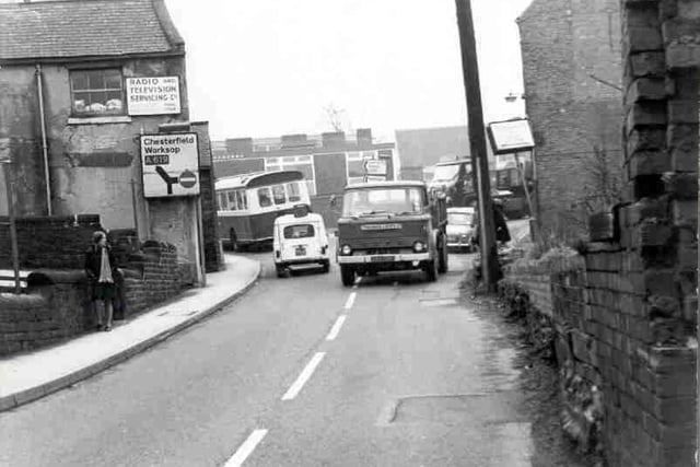 This photo shows the junction of Devonshire Street with Church Street in Brimington in the 1970s. Picture supplied by Chesterfield Museum Service\Chesterfield Borough Council