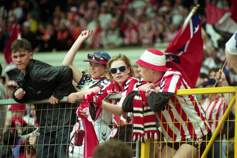 Sunderland supporters at Wembley in 1992 for the FA Cup Final against Liverpool. Recognise anyone?