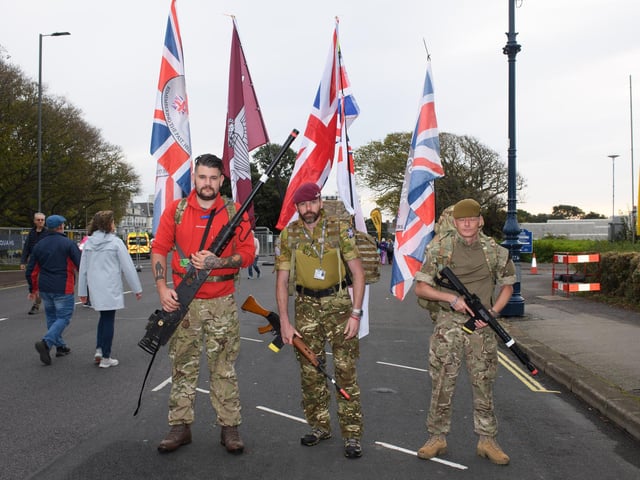 Scott Chillemore, Arron Newton and Joseph who ran for the Portsmouth-based charity Forgotten Veterans Charity. Picture: Keith Woodland (171021-0)