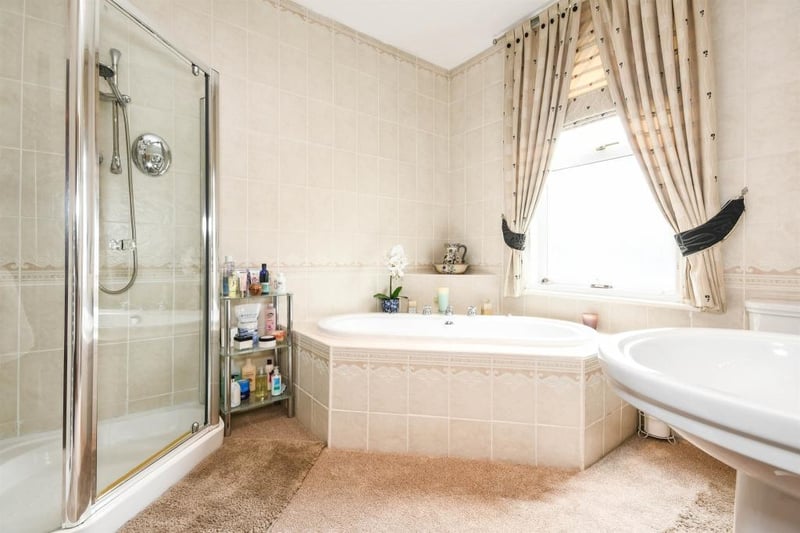 The main bathroom of the home is fitted with a three-piece suite which comprises a low-flush WC, wash hand basin and a panelled bath with mixer taps above. There is complimentary tiling to the walls, a heated towel rail, loft access and a PVCu double-glazed window.