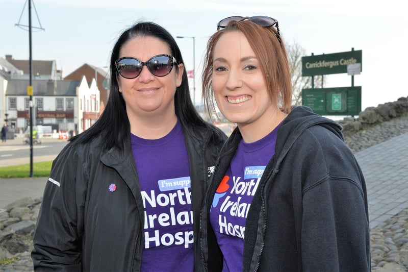 Julie Magown and Nikki Larkin smile for the camera at the start of the Carrickfergus Hospice Walk in 2019. INCT 13-009-PSB