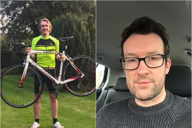 Jon Wright, pictured left, before Covid and right, during his coronavirus battle, says he has been wiped out by the virus.