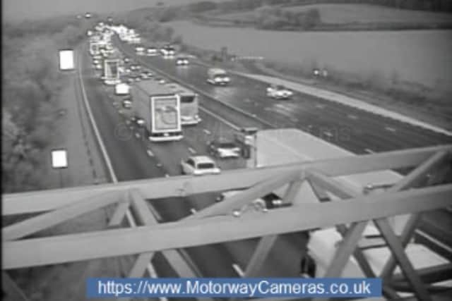 Motorists are facing delays on the M1 near Sheffield today due to crashes and breakdowns. PIctures show delays between j29 and 28 this morning