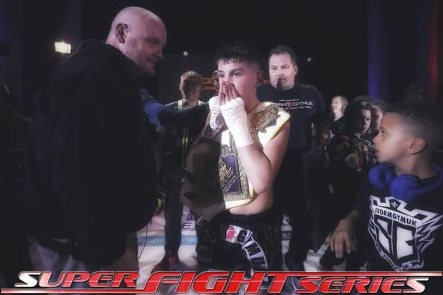 Tyler after being announced the World Champion of K1. Picture by Peter Hourihan