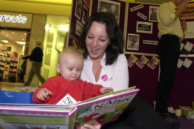 A family learning day with Doncaster Library in 2002. Pictured is Caroline Holgate and Kian Taylor ages seven months at the time.