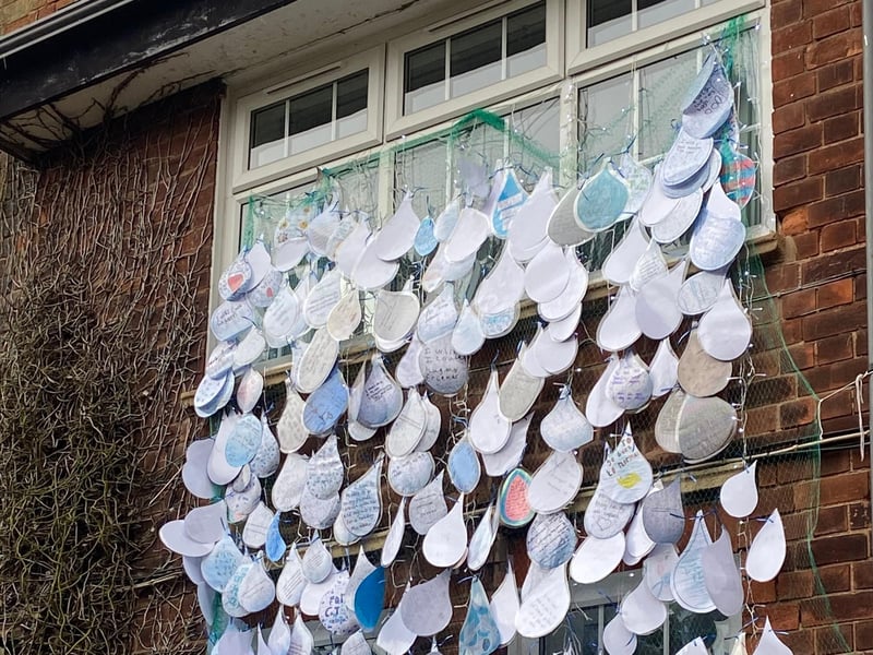 A waterfall of wishes cascades from High Oakham Primary School.