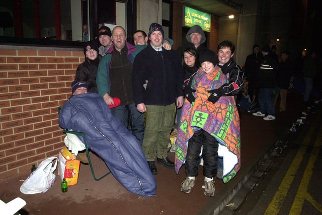 Sheffield United fans queue for tickets for the return Liverpool game.