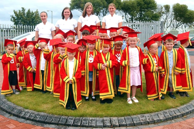The 2004 graduates from the Fingerpaint Kindergarten in Ryhope.