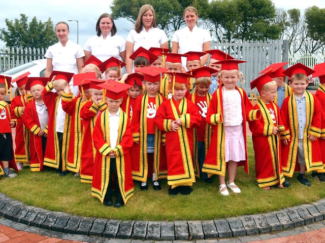 The 2004 graduates from the Fingerpaint Kindergarten in Ryhope.