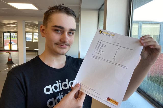 Jac Huntley collects his grades at Sandhill View Academy. He said: I have done pretty well. It is better than I thought. Jac plans to take maths, sociology and computer science at A-level.