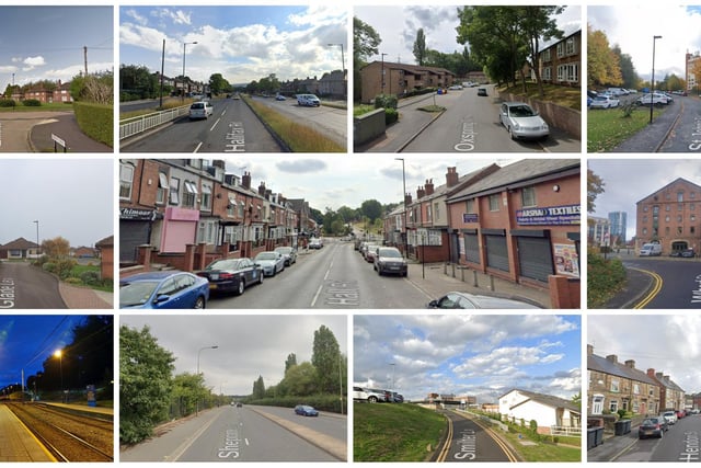 The Sheffield streets pictured here were hit hardest, in terms of the highest number of criminal damage and arson reports made in January 2023, according to newly-released police figures