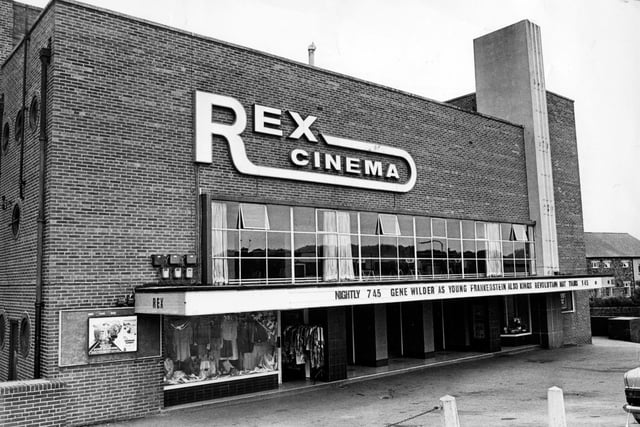 The Rex Cinema at Intake, Sheffield, was showing Gene Wilder as Young Frankenstein in August 1975.  The cinema opened on July 24, 1939 and closed on December, 23, 1982.  The building was finally demolished in October 1983