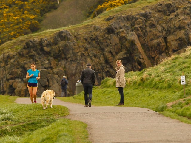 Walkers in Holyrood Park.