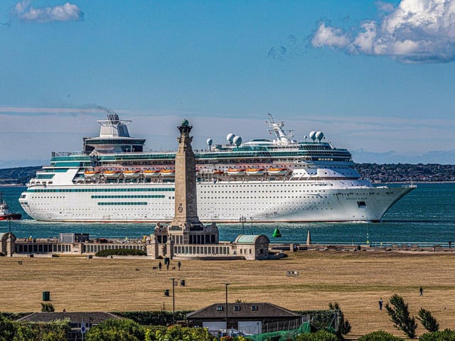Majesty of the Seas passing the naval war memorial