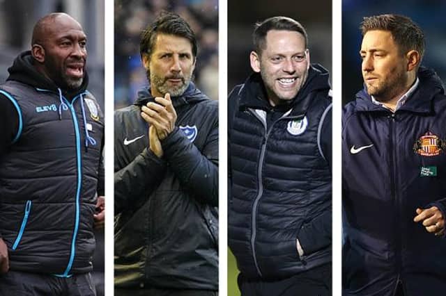 From left: Darren Moore, Danny Cowley, Leam Richardson and Lee Johnson