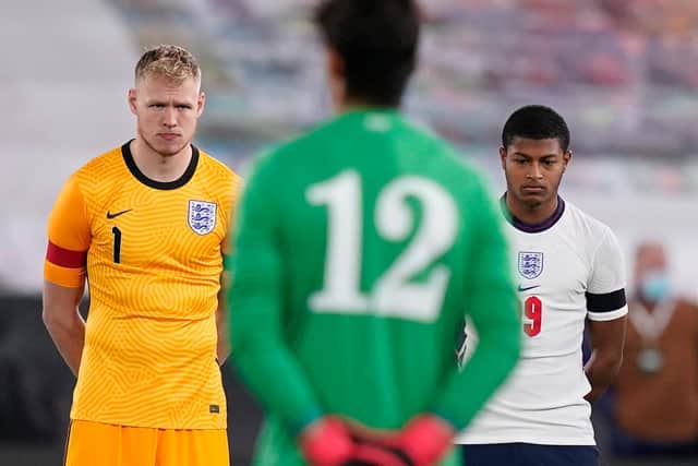 Aaron Ramsdale and Rhian Brewster of Sheffield United, in action for England U21s: Andrew Yates/Sportimage