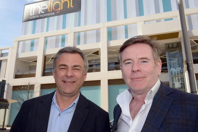 Keith Pullinger, left, and commercial director Mike Thomson outside The Light cinema in Sheffield in 2017