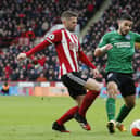 Oliver Norwood of Sheffield United tackles Neal Maupay of Brighton during the Premier League match at Bramall Lane, Sheffield.  Simon Bellis/Sportimage