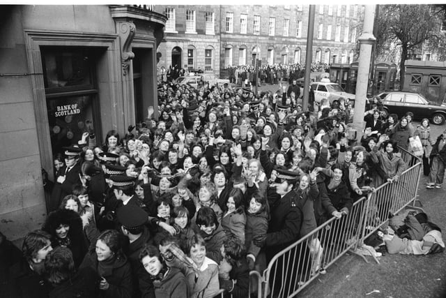 The queue for Bay City Rollers tickets at the Odeon in Edinburgh, 1975.