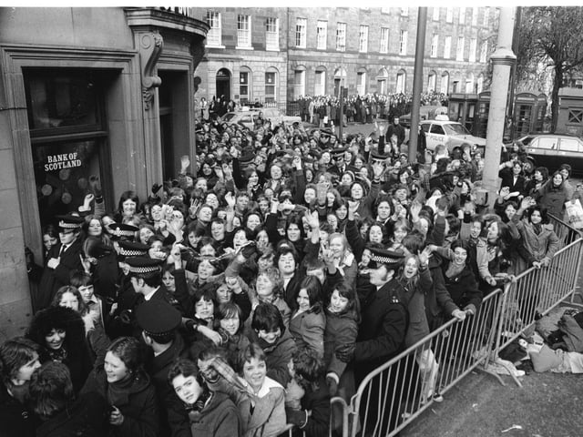 The queue for Bay City Rollers tickets at the Odeon in Edinburgh, 1975.