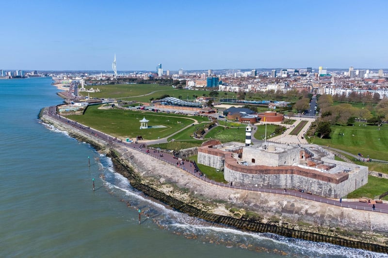 With Gosport, Gunwharf and the city centre in the background
