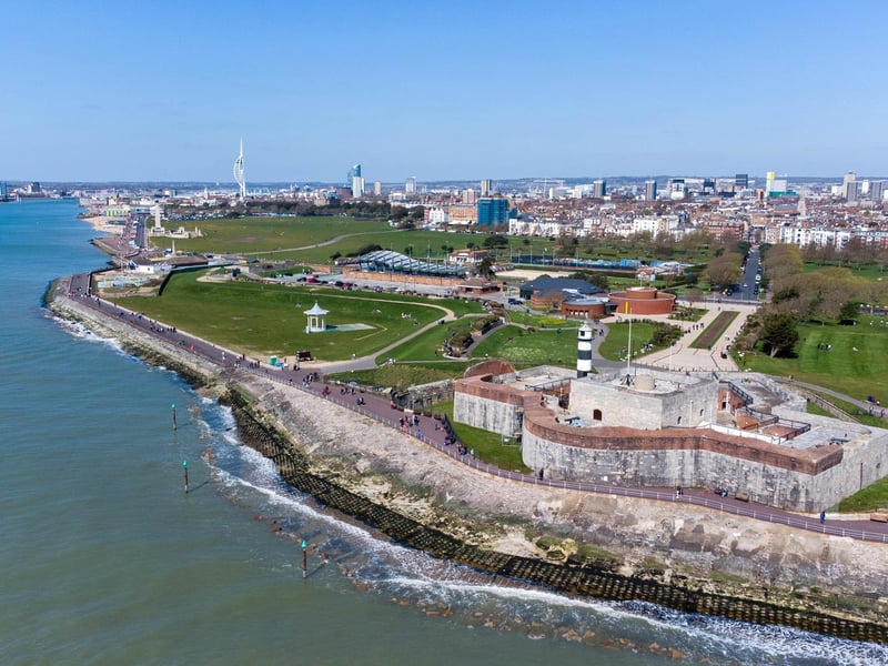 With Gosport, Gunwharf and the city centre in the background