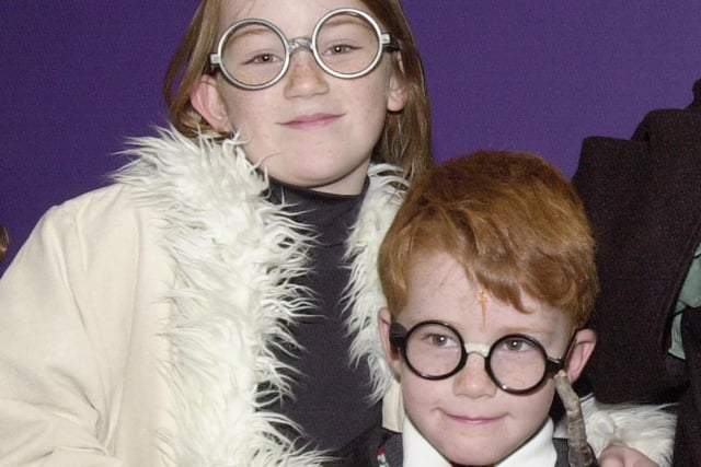Laura and Patrick Greenhough dressed up as characters from Harry Potter as they saw a preview screening of the first film at UCG Cinemas in November 2001