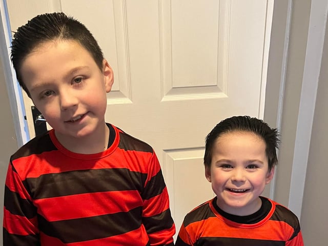 Henley age 9 and Hardy age 5 both went dressed as Dennis the Menace to St. George’s beneficial school in Portsea for World Book Day.
