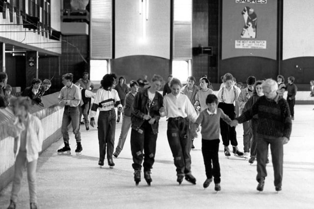 Young skaters at the Silver Blades Ice Rink in 1988