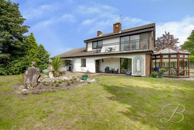 This four bedroom detached house has a double garage, spiral staircase and balcony. Marketed by Buckley Brown, 01623 355797.