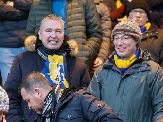 Stags fans at the One Call stadium for the match against Salford City.