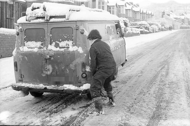 Durham Road in the 1977 snow.