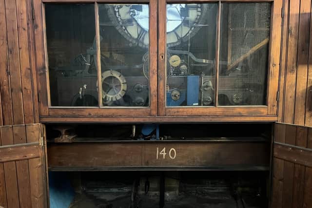 An original Victorian clock mechanism and pendulum in Sheffield Town Hall. Picture: Sheffield City Council