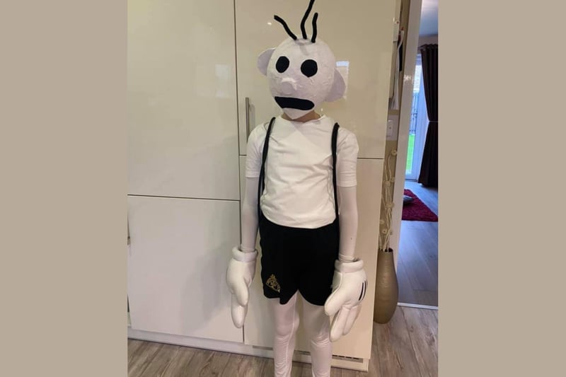 Callum, aged 9, in his great Diary of a Wimpy Kid costume.