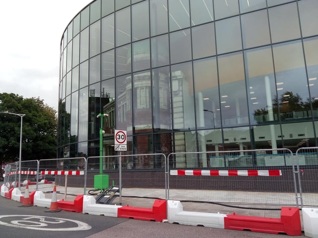 The view of the front of the Danum Gallery, Library and Museum, showing for former girls' high school building
