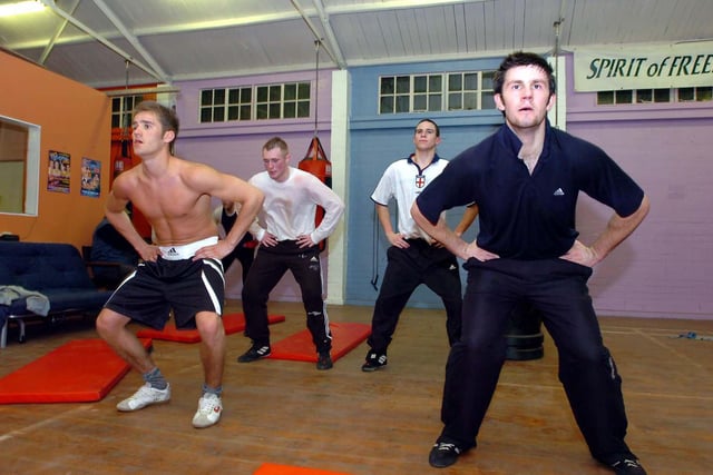 Training session at John Rushton's Lindholme Prison gym in 2006