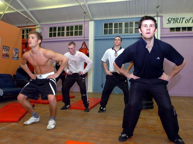 Training session at John Rushton's Lindholme Prison gym in 2006
