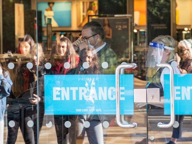 Only a certain number of customers are allowed in the store at any one time.