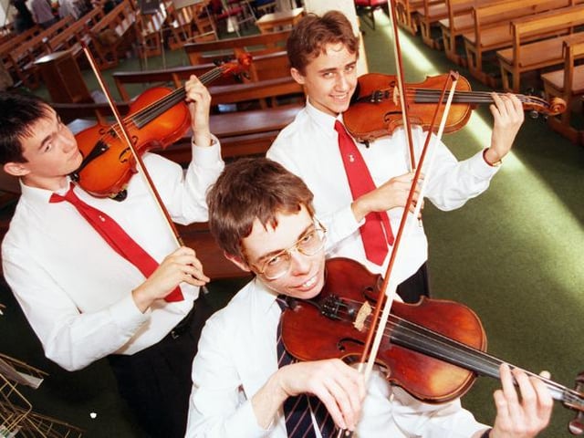 McAuley School held an autumn concert in St Peter's in Chains in 1998. Photographed are Matthew Fox, Peter McChrystal and Daffyd Hammond-Jones.