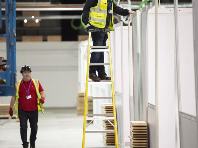 Contractors have been working hard,  marking out where features of the new wards will stand. The project is on track to be completed by mid-April according to Health Secretary Jeane Freeman.