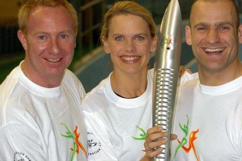 TV presenter Anna Walker is known for shows such as Wish You Were Here...?, Big Strong Boys and Garden Invaders. Seen here with runner Peter Elliot and diver Tony Alli promoting the 2006 Commonwealth Games in her home city, she also returned to take part in celebrity TV sports competition The Games in 2005.