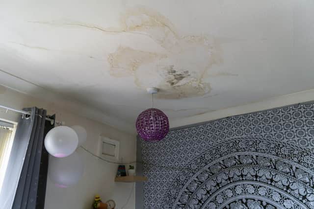 The storm damage to Jane Tomson's daughter's ceiling