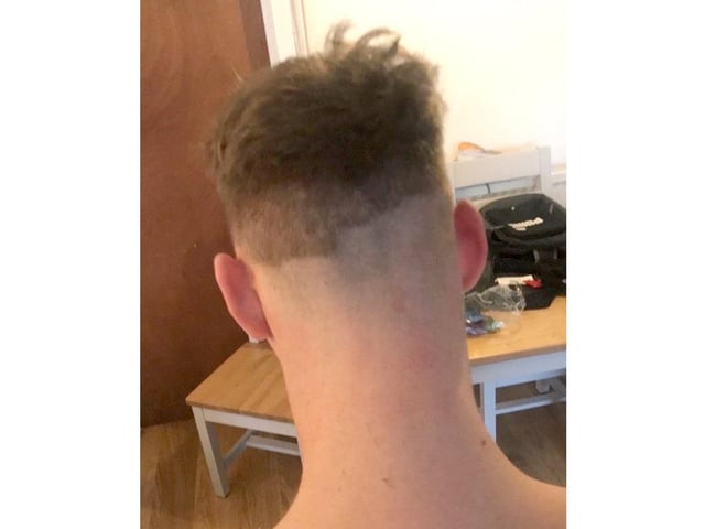 Callum Young from Gosport was left with a rather jagged fade after his DIY haircut.