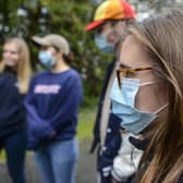Students wear face masks around campus at The University of York in York, North Yorkshire - 1st February 2020 .