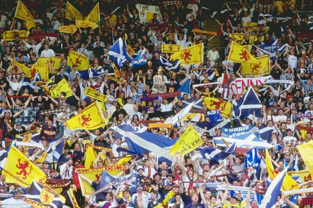 Scotland football fans pictured at Wembley