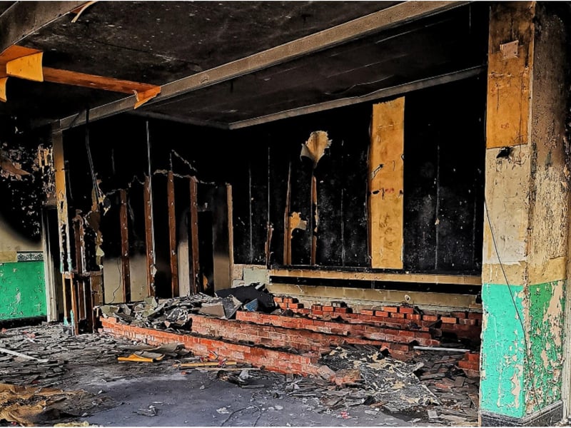 The stage area lies in ruins.