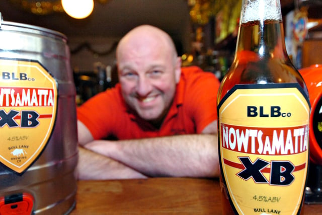 Len Carrick from the Clarendon on High Street East is pictured with his supplies of the new Nowtsamatta beer.