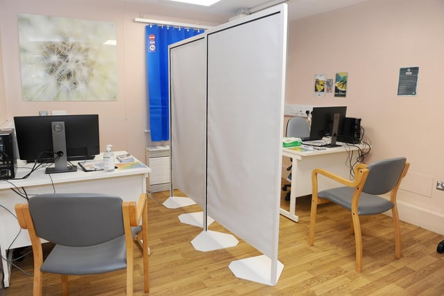 This is one of the assessment rooms at the vaccination centre. Picture: Sarah Standing (310121-1762)